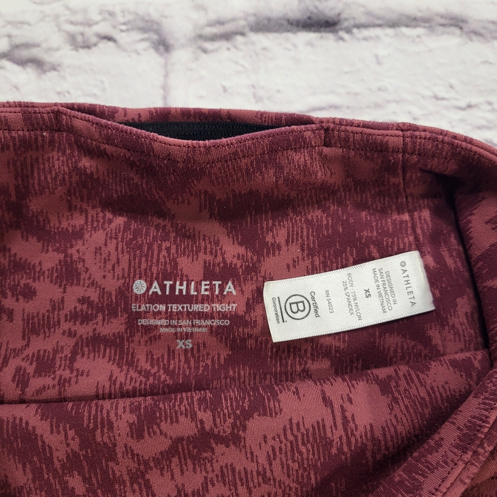 Athleta Womens Leggings Elation Size XS Cranberry Pilates Princess - Picture 3 of 8